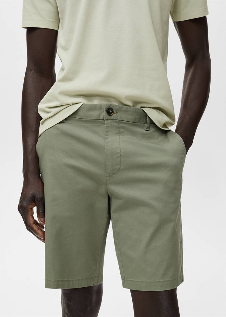 Slim-fit chino cotton bermuda shorts — Mint Green