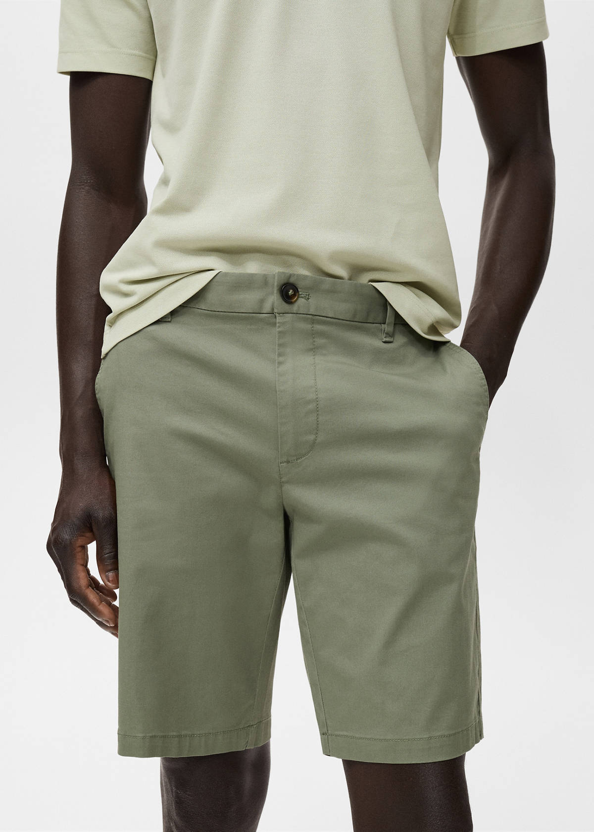 Slim-fit chino cotton bermuda shorts — Mint Green