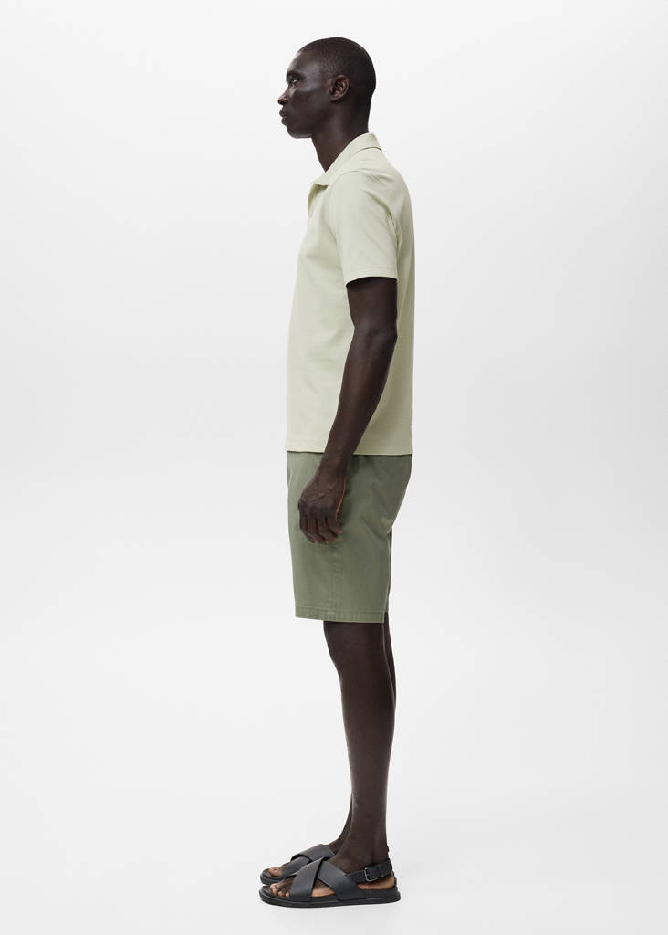 Slim-fit chino cotton bermuda shorts — Mint Green