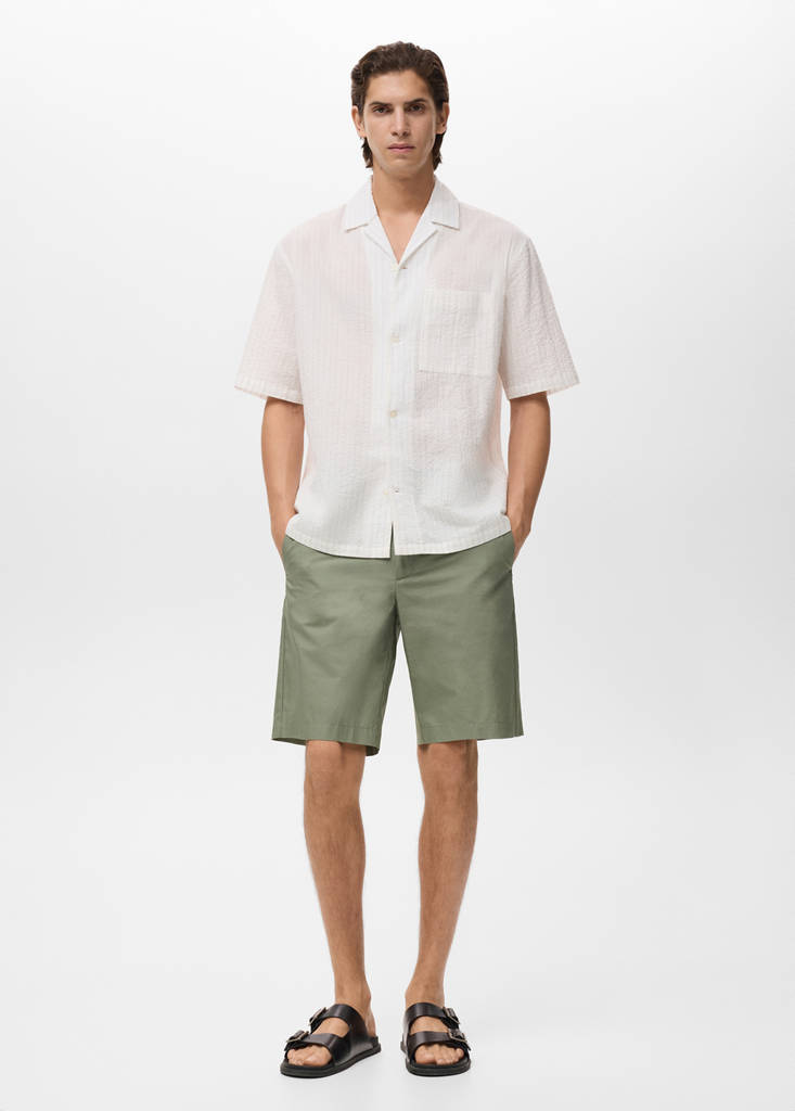 Slim-fit chino cotton bermuda shorts — Mint Green