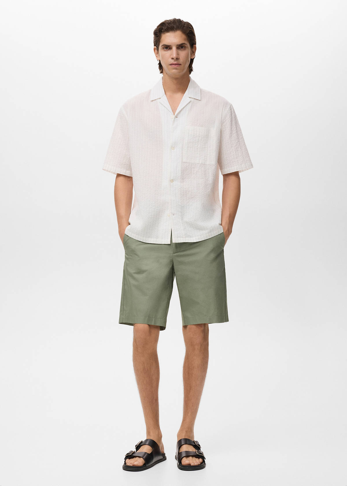 Slim-fit chino cotton bermuda shorts — Mint Green