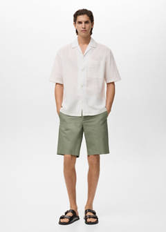 Slim-fit chino cotton bermuda shorts — Mint Green 11