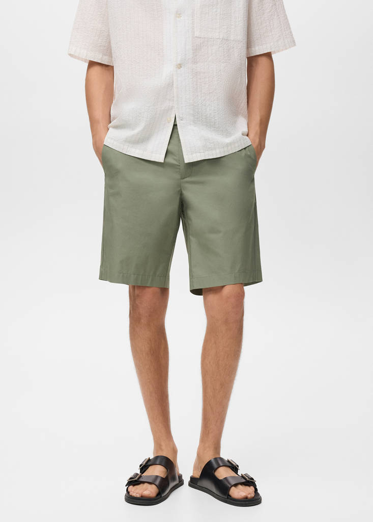 Slim-fit chino cotton bermuda shorts — Mint Green