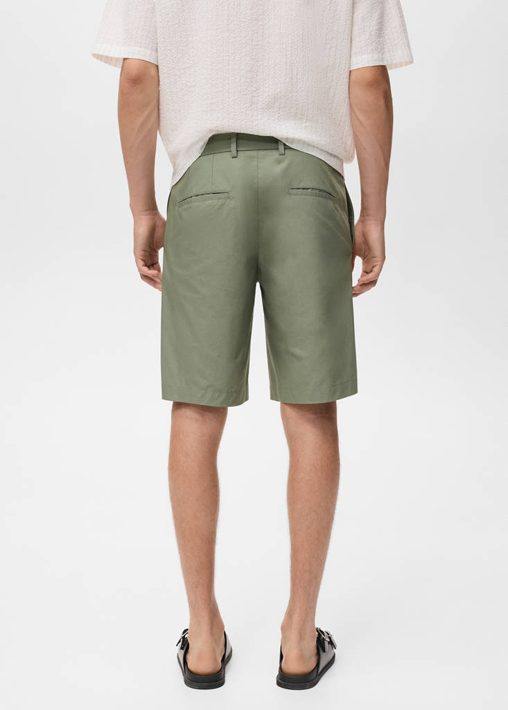 Slim-fit chino cotton bermuda shorts — Mint Green