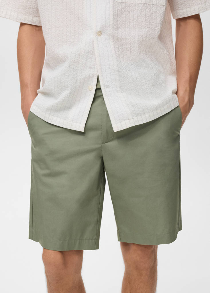 Slim-fit chino cotton bermuda shorts — Mint Green