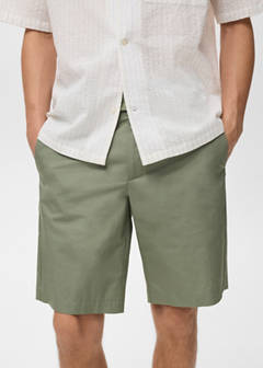 Slim-fit chino cotton bermuda shorts — Mint Green 13