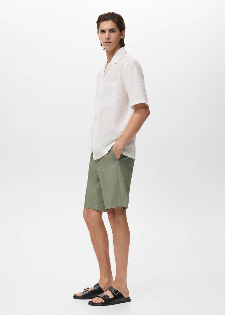Slim-fit chino cotton bermuda shorts — Mint Green