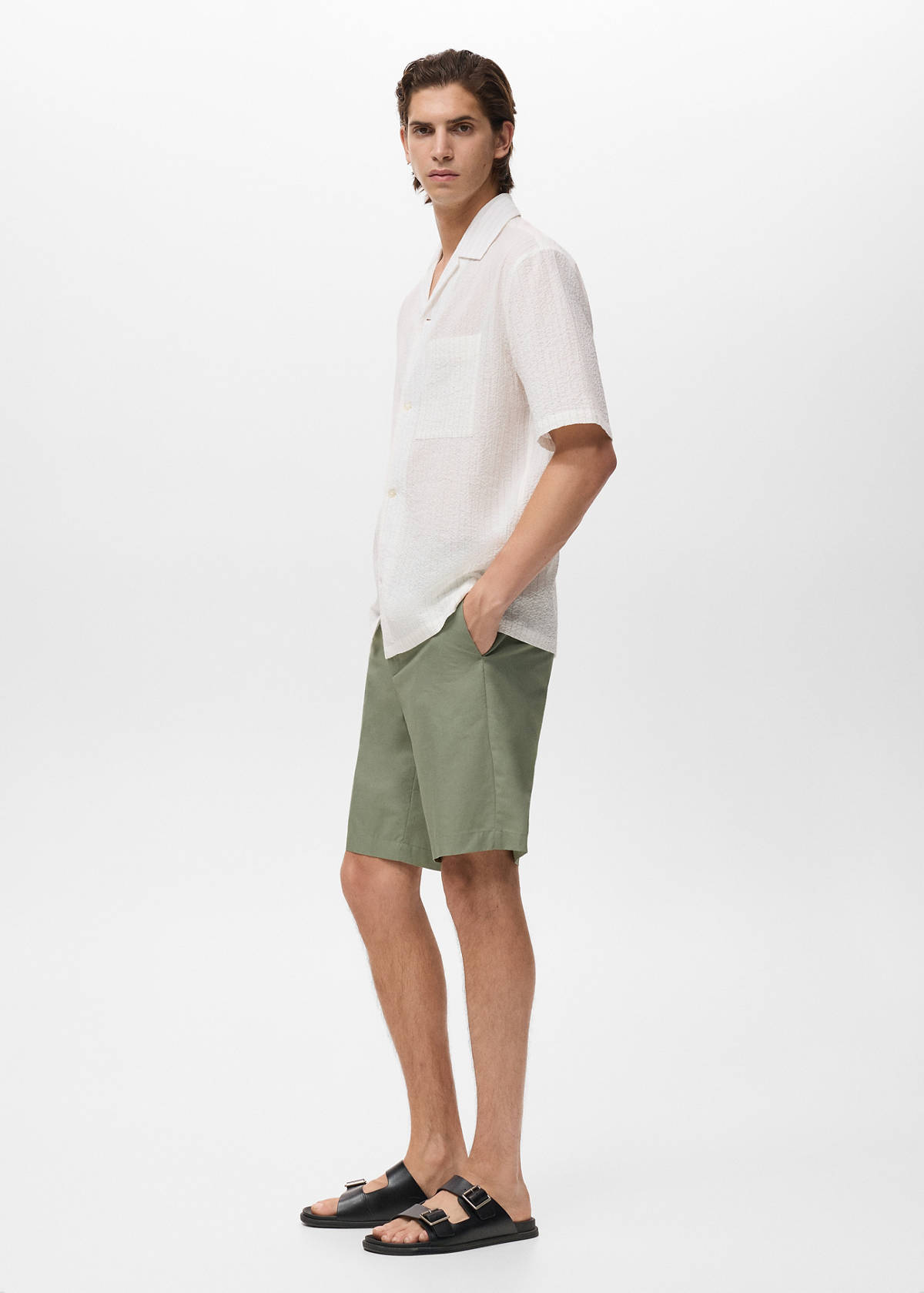 Slim-fit chino cotton bermuda shorts — Mint Green
