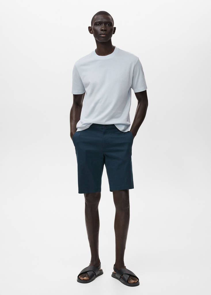 Slim-fit chino cotton bermuda shorts — Dark Navy