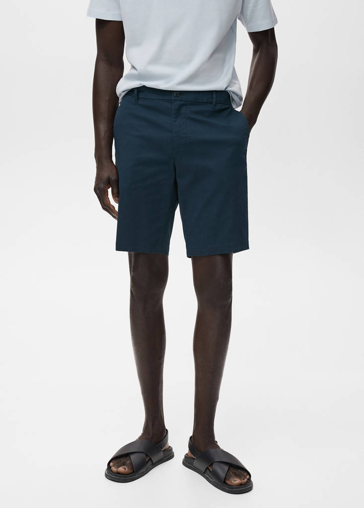 Slim-fit chino cotton bermuda shorts — Dark Navy