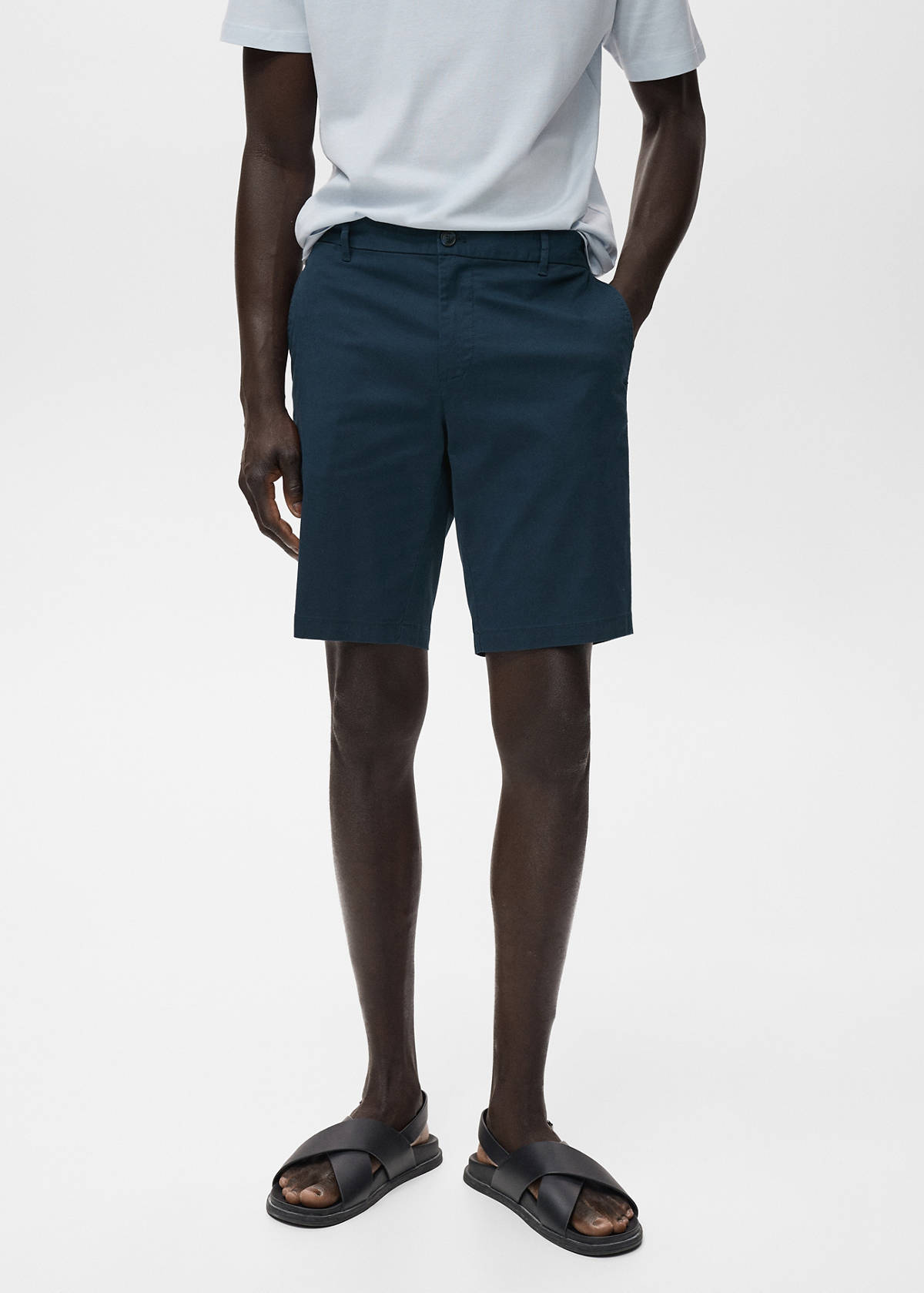 Slim-fit chino cotton bermuda shorts — Dark Navy