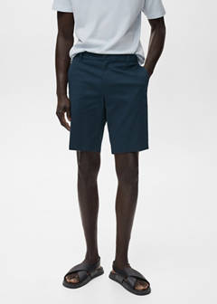 Slim-fit chino cotton bermuda shorts — Dark Navy 1