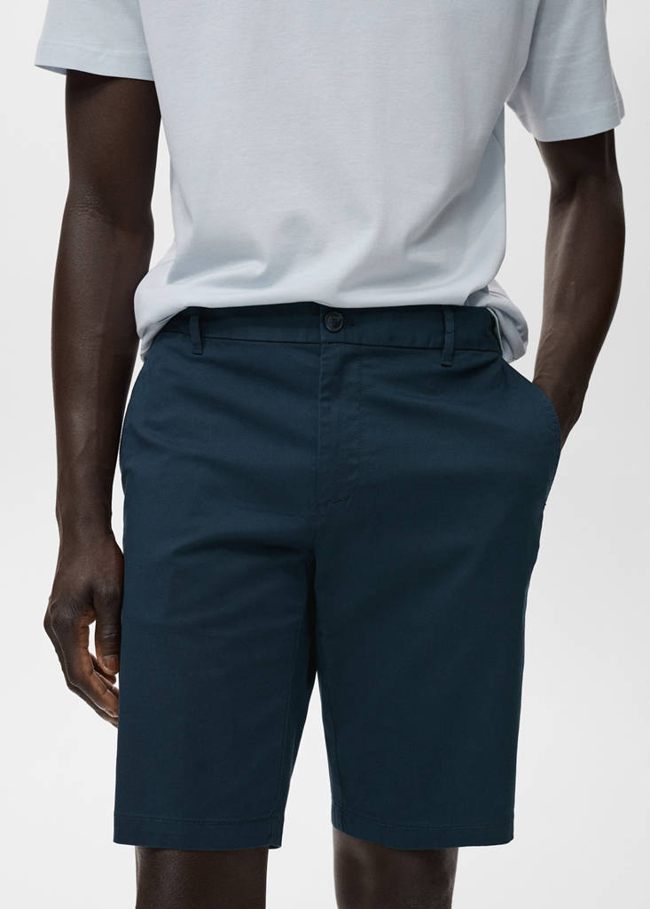 Slim-fit chino cotton bermuda shorts — Dark Navy