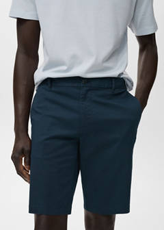 Slim-fit chino cotton bermuda shorts — Dark Navy 4