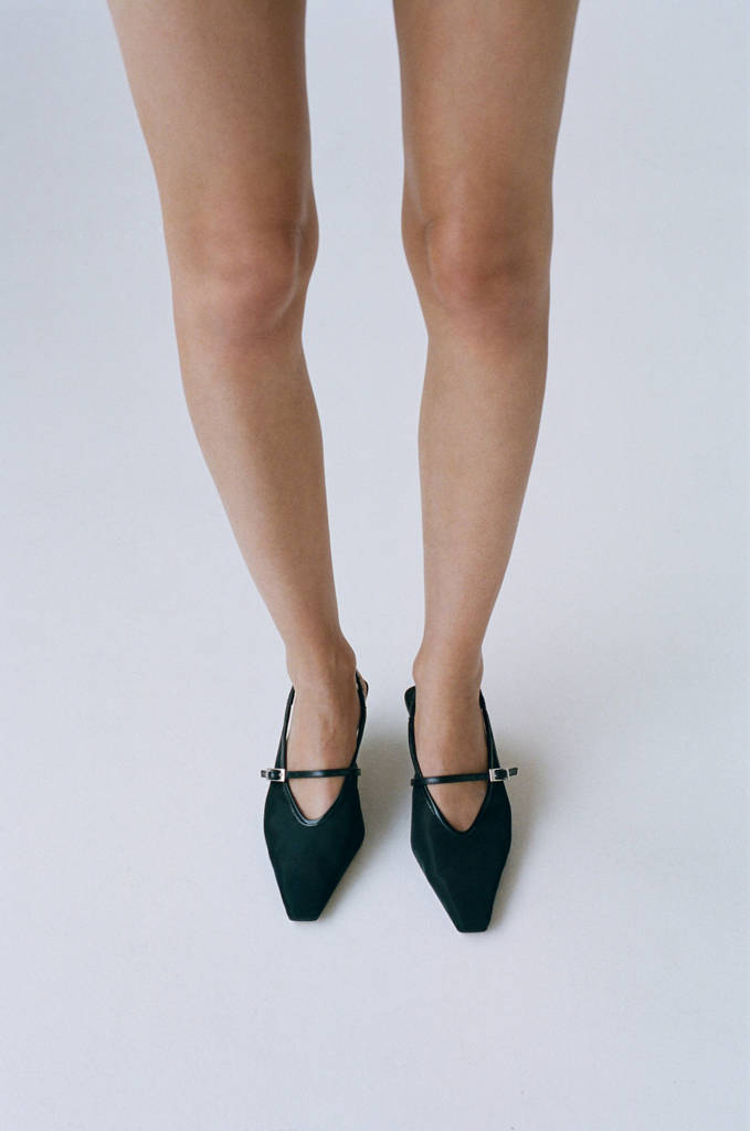 MANGO - Chaussures talon maille filet à boucle noir - 40