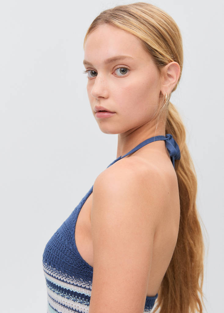 Halter-neck crochet dress — Navy