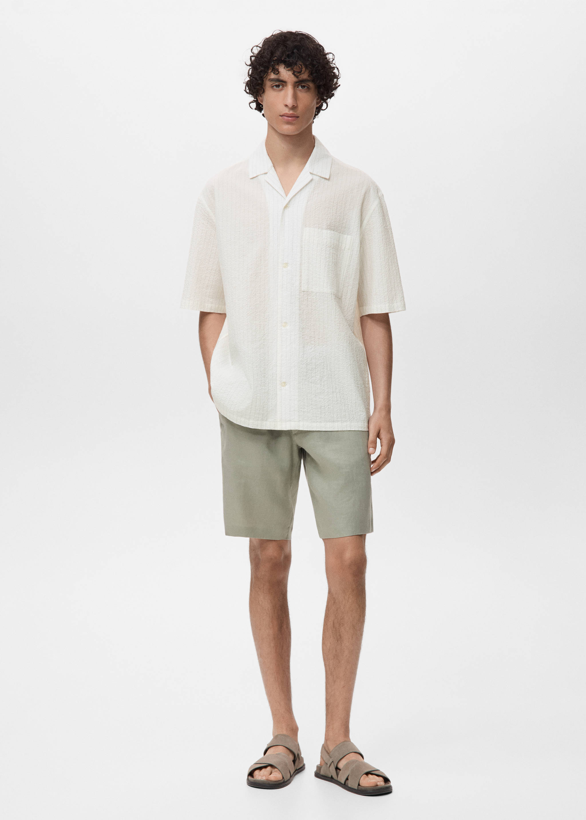 Creased-effect pinstripe shirt - General plane