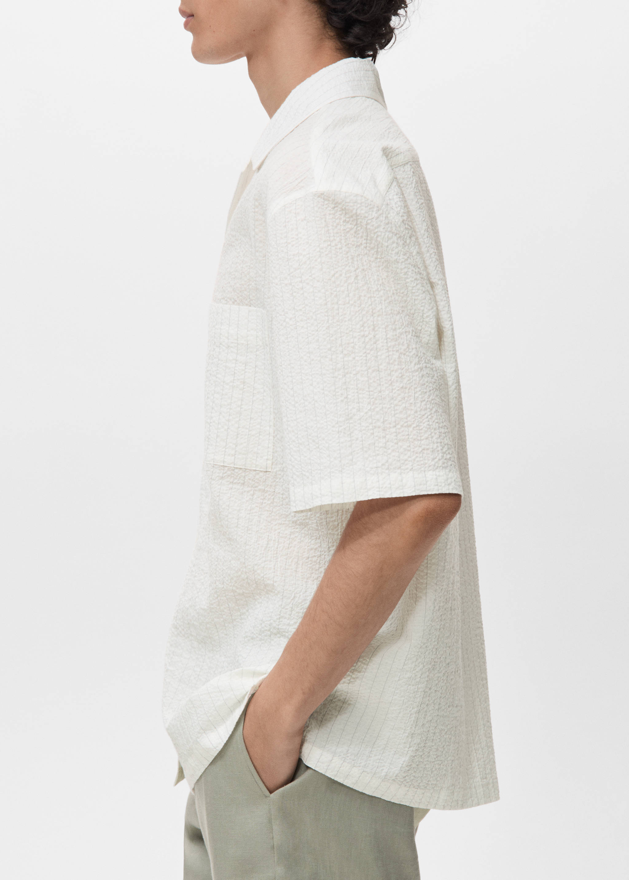 Creased-effect pinstripe shirt - Details of the article 2