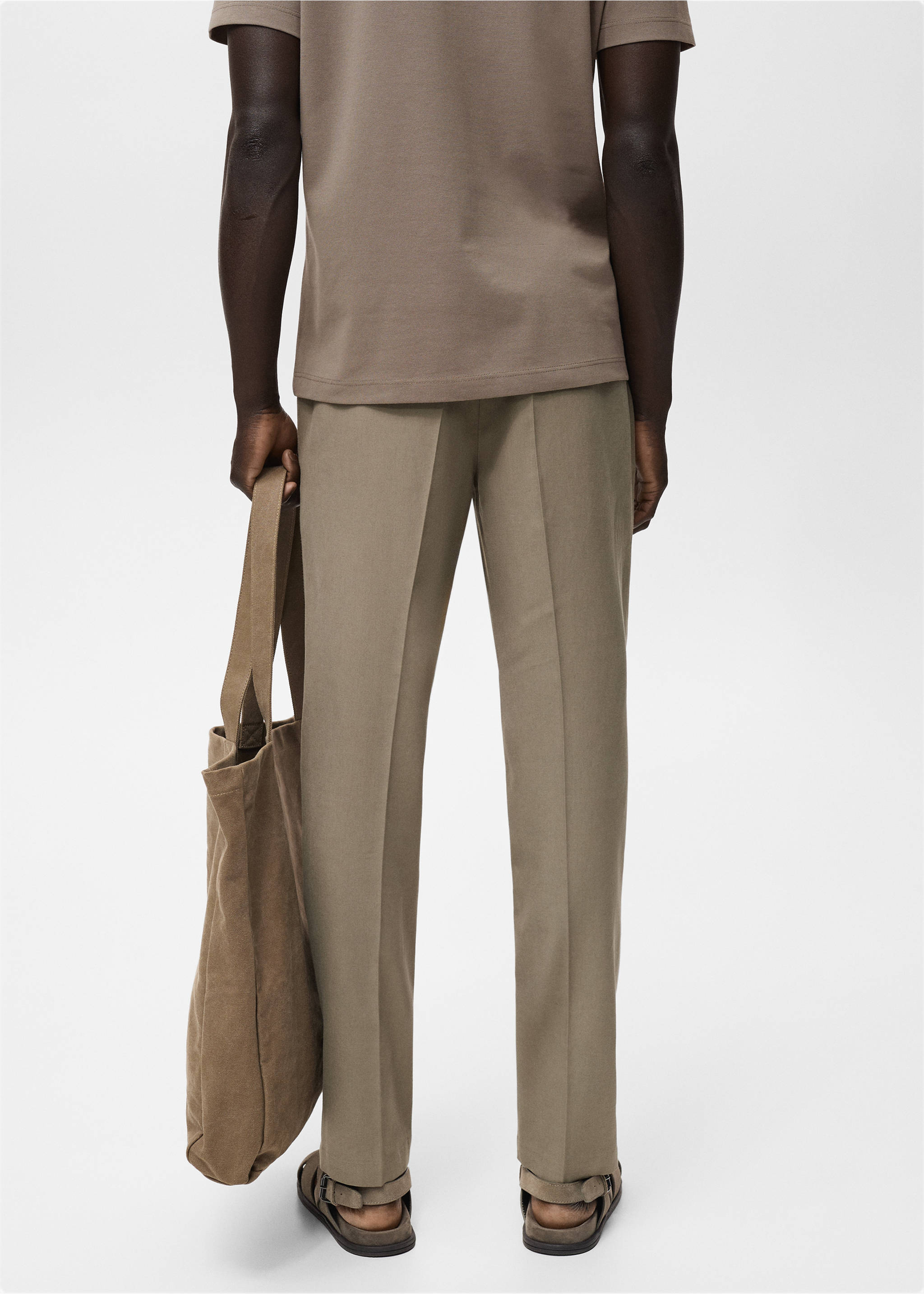 Pantalon coton tapered crop - Verso de l’article, Marron. Ref: 17091148-00.