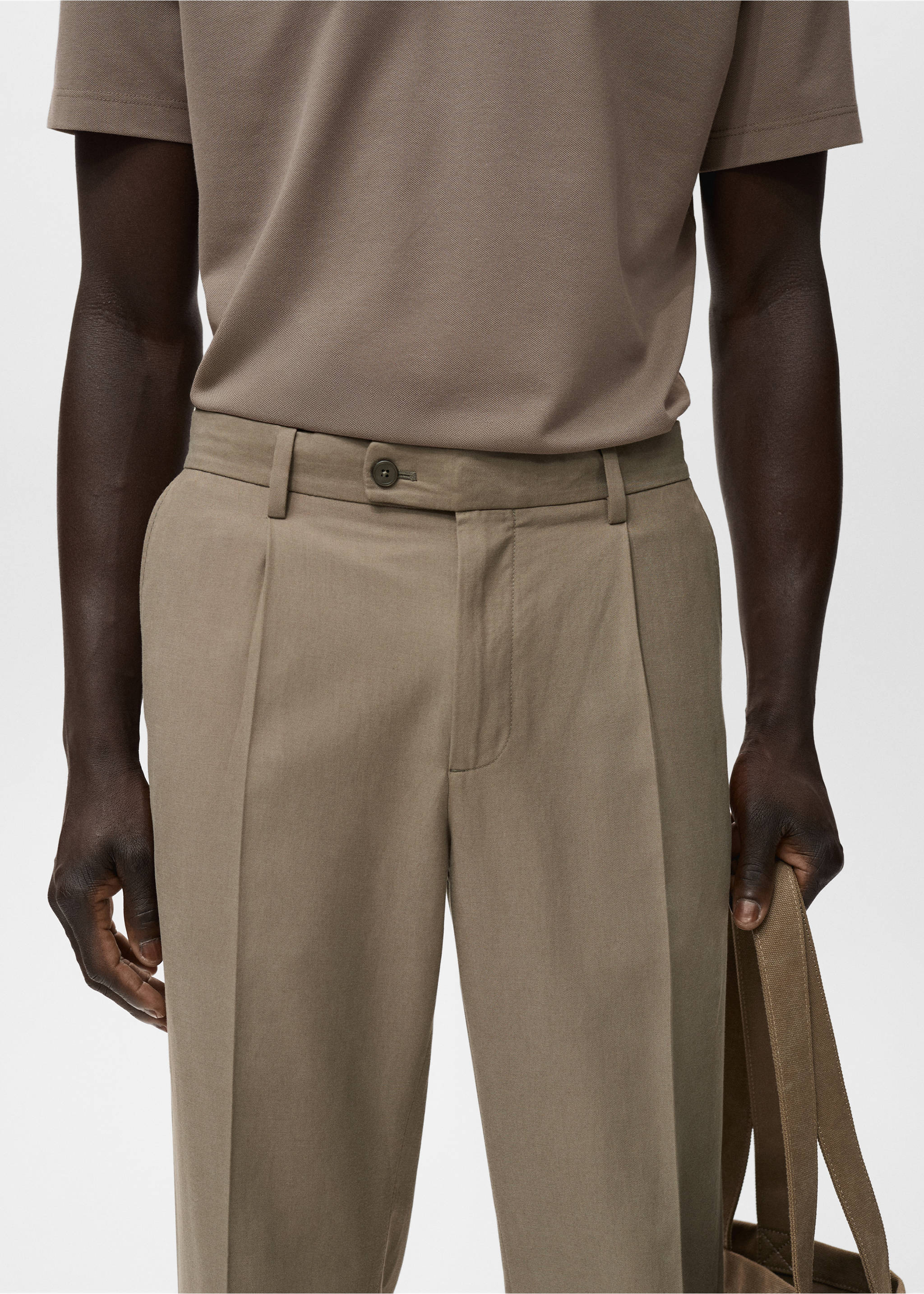 Pantalon coton tapered crop - Détail de l'article 1, Marron. Ref: 17091148-00.