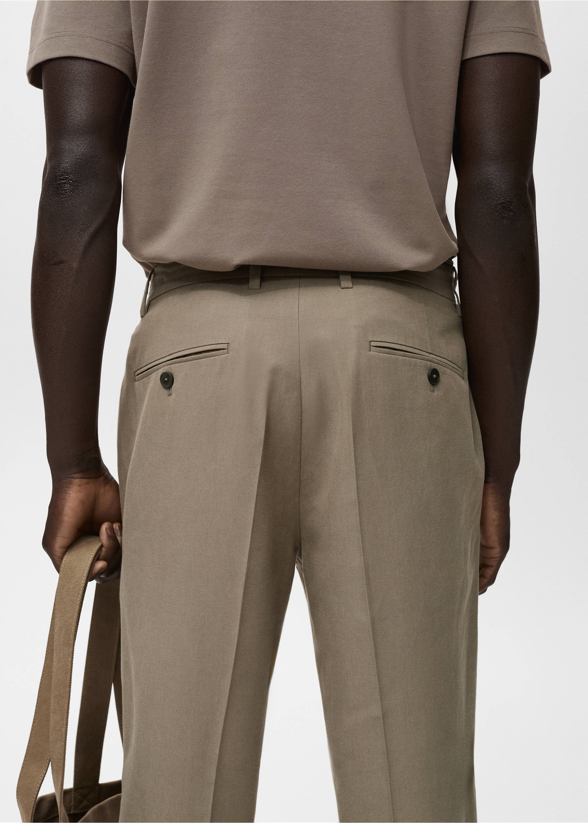 Pantalon coton tapered crop - Détail de l'article 3, Marron. Ref: 17091148-00.