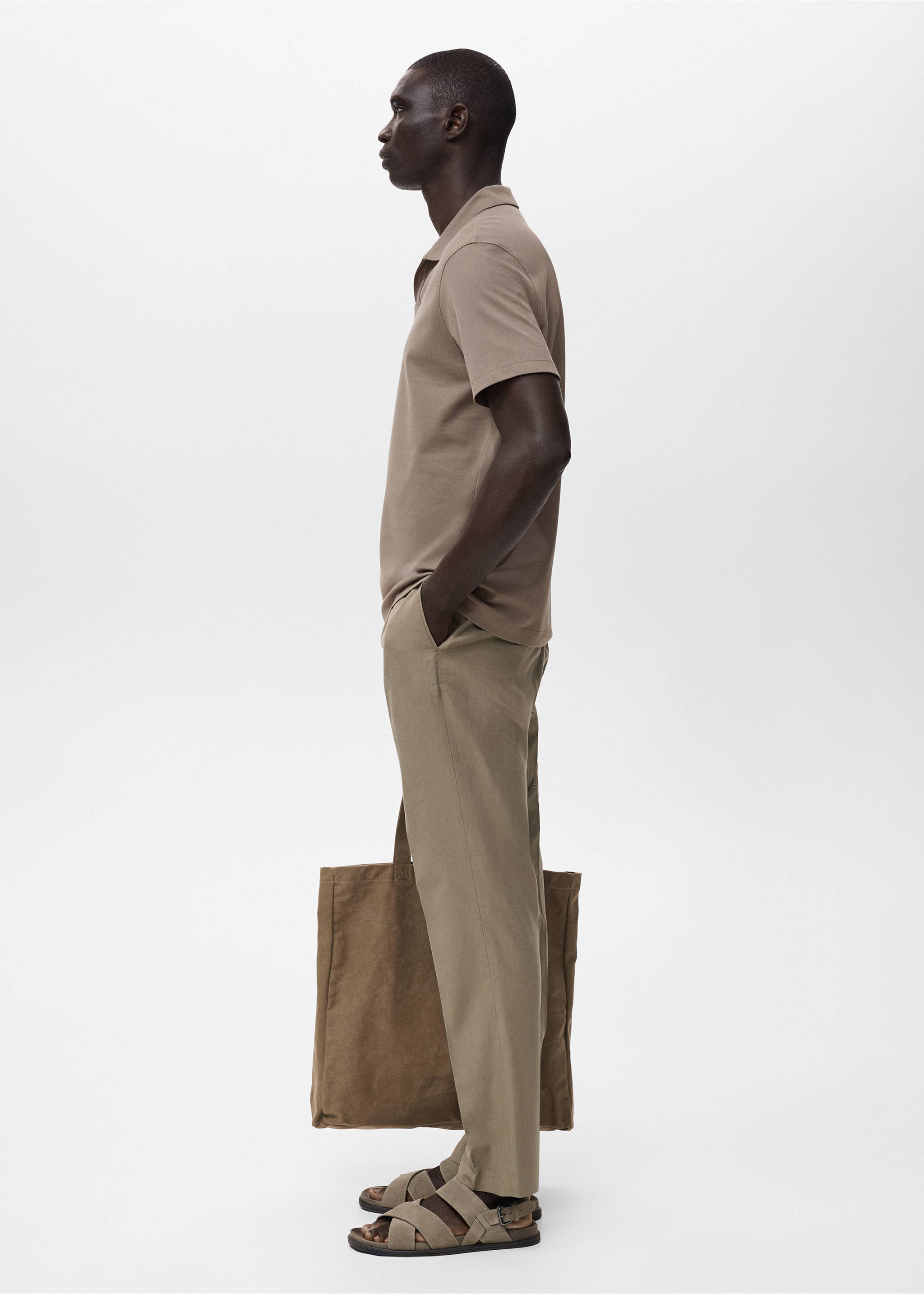 Pantalon coton tapered crop - Détail de l'article 2, Marron. Ref: 17091148-00.