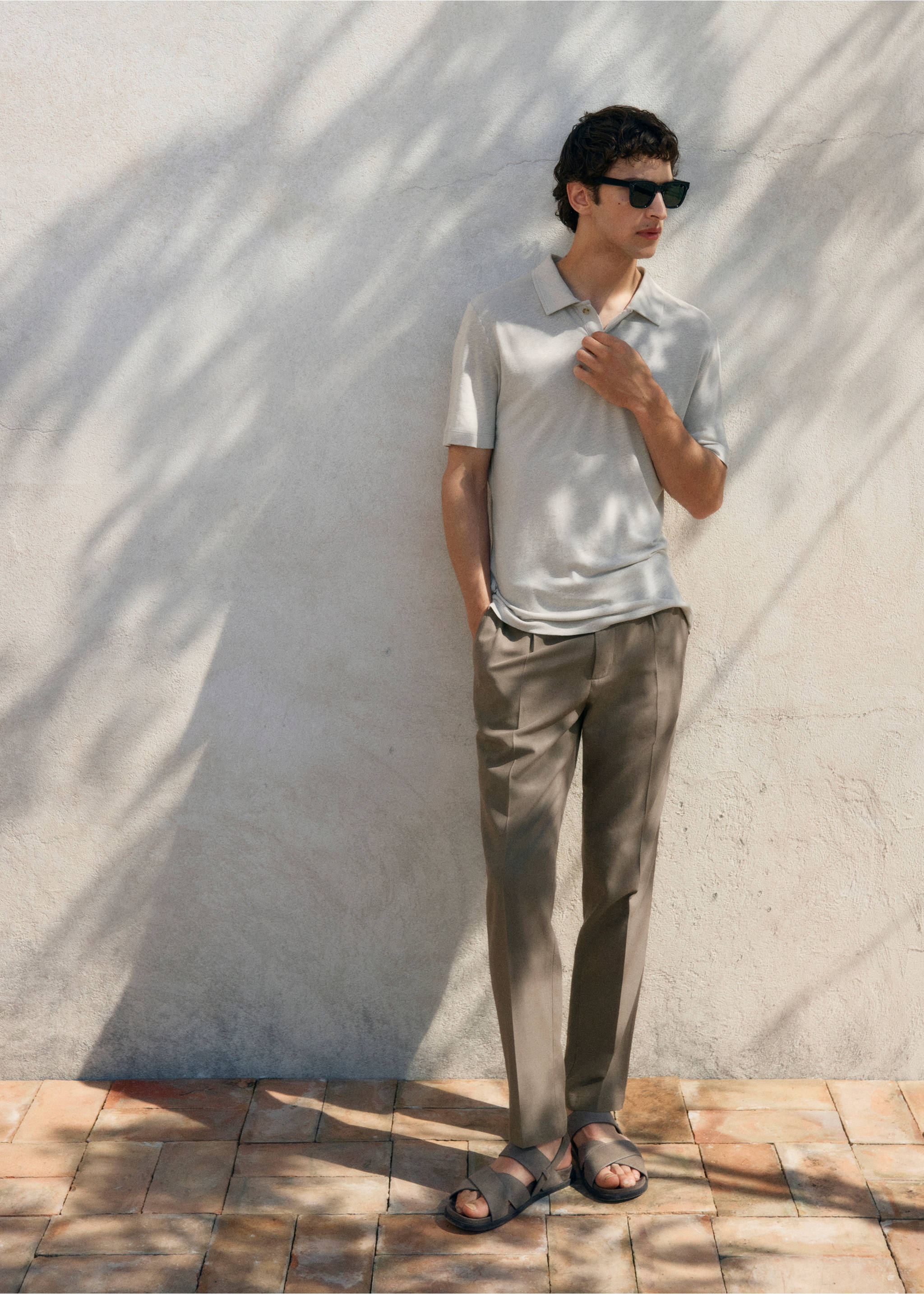 Pantalon coton tapered crop - Détail de l'article 5, Marron. Ref: 17091148-00.
