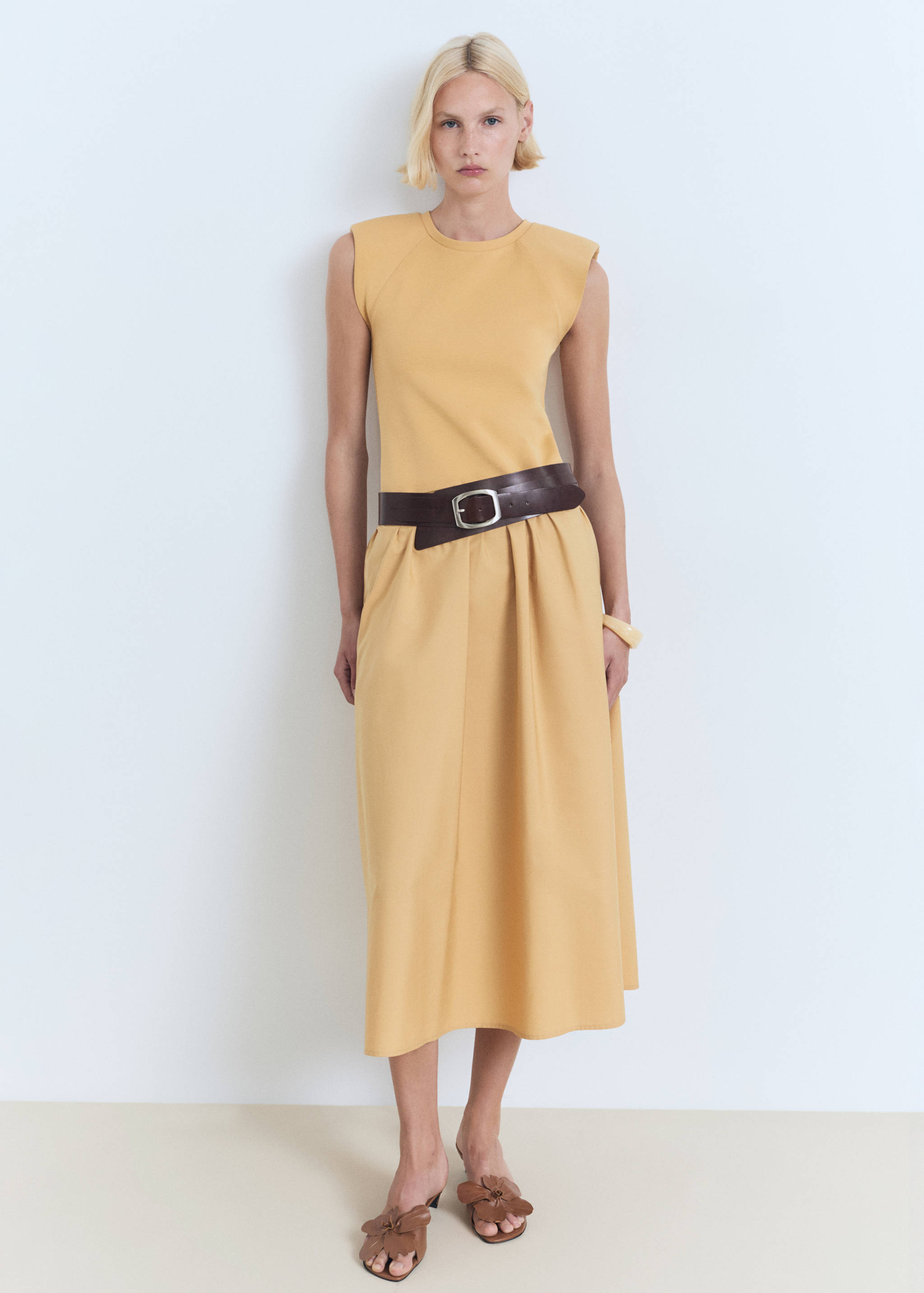 Combined fabric midi-dress - General plane