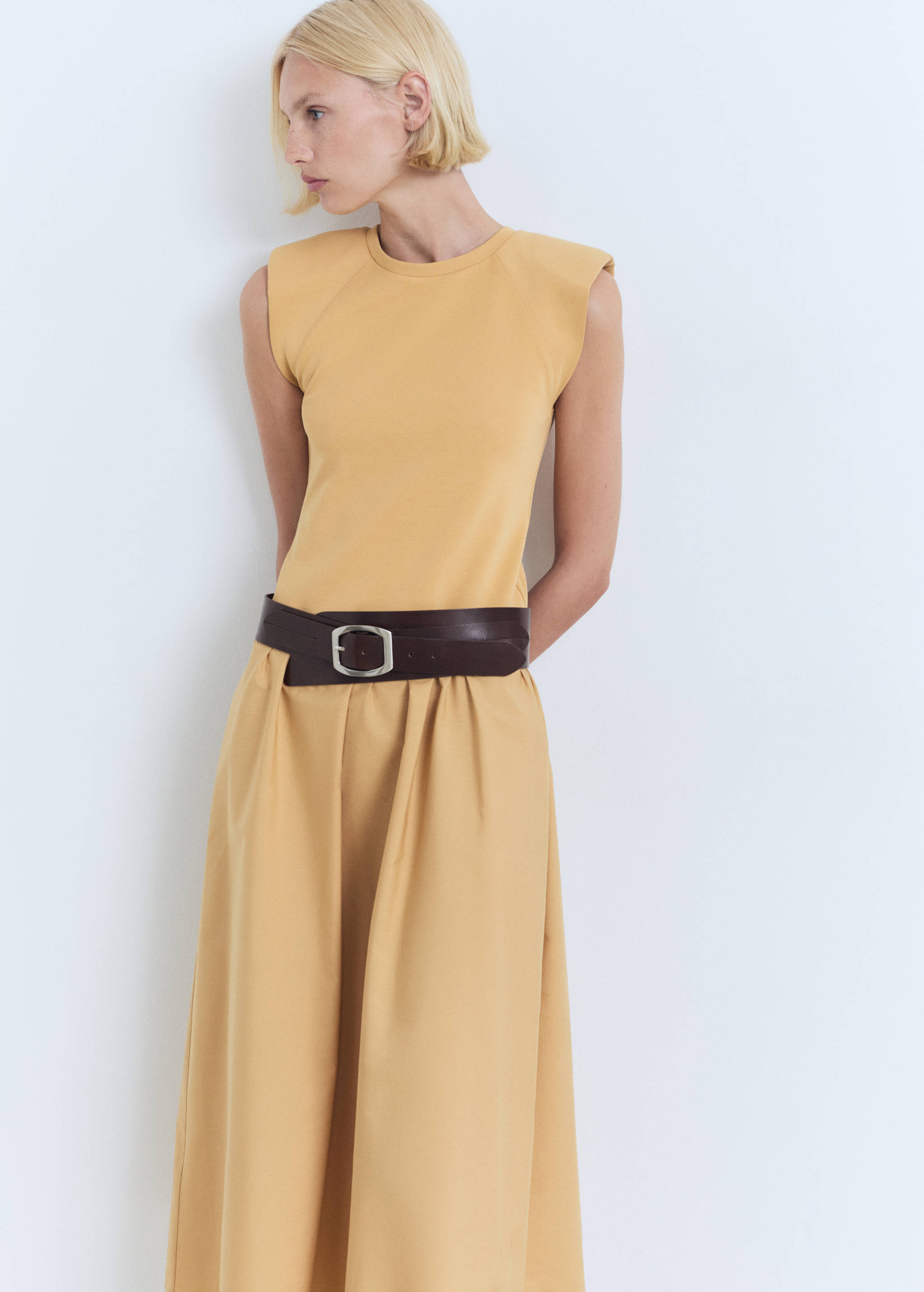 Combined fabric midi-dress - Medium plane