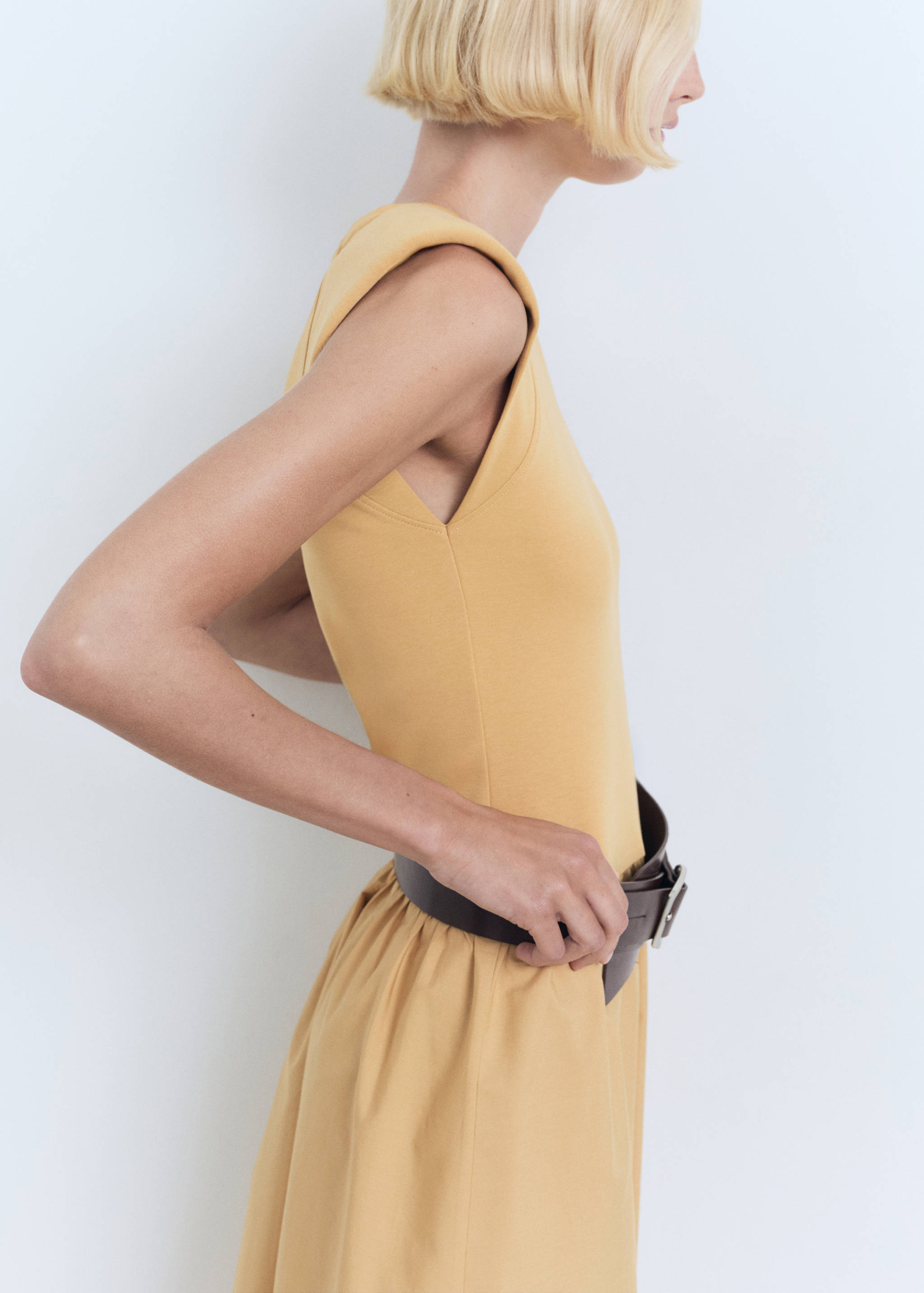 Combined fabric midi-dress - Details of the article 1