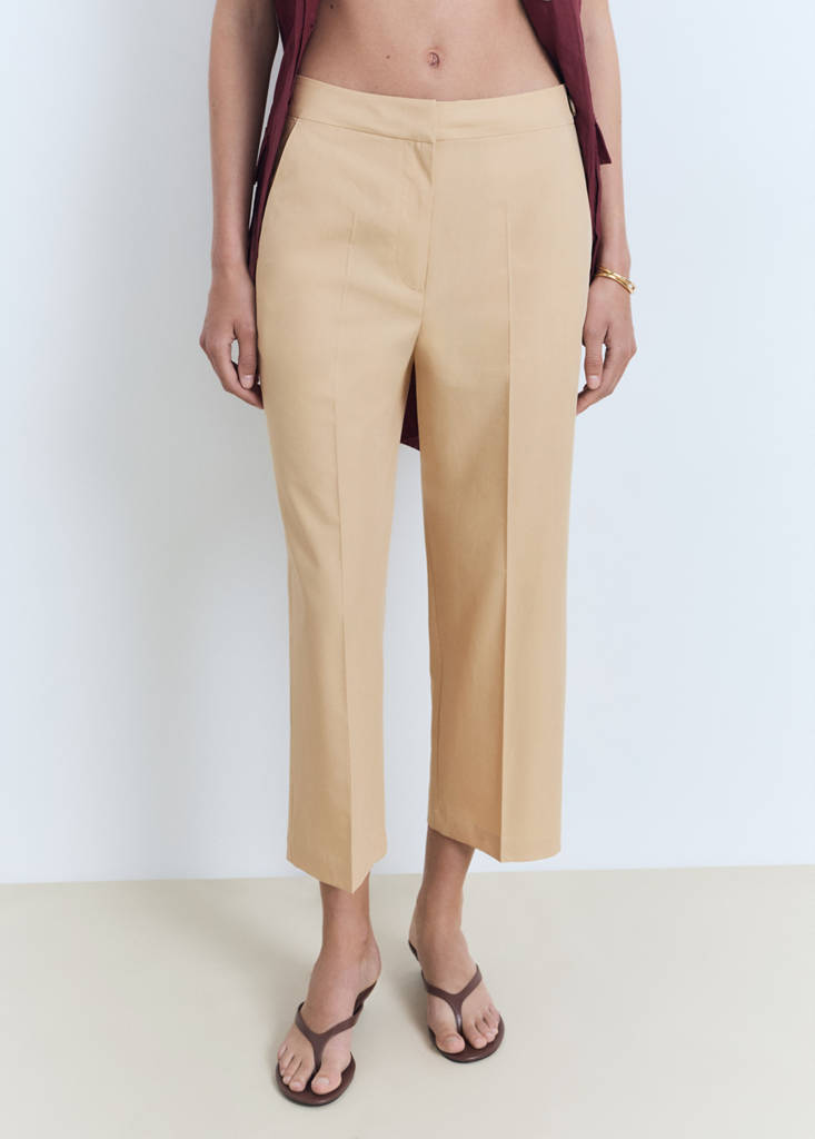 Straight-cut crop trousers — Medium Brown