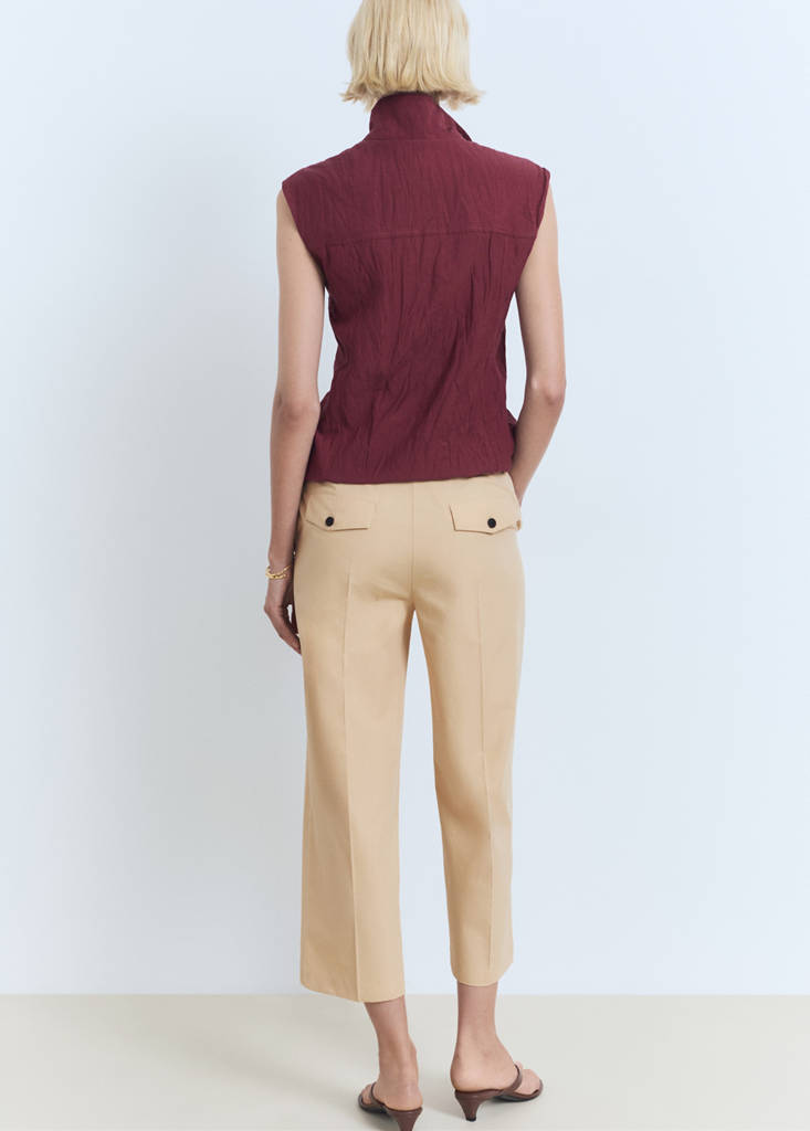 Straight-cut crop trousers — Medium Brown