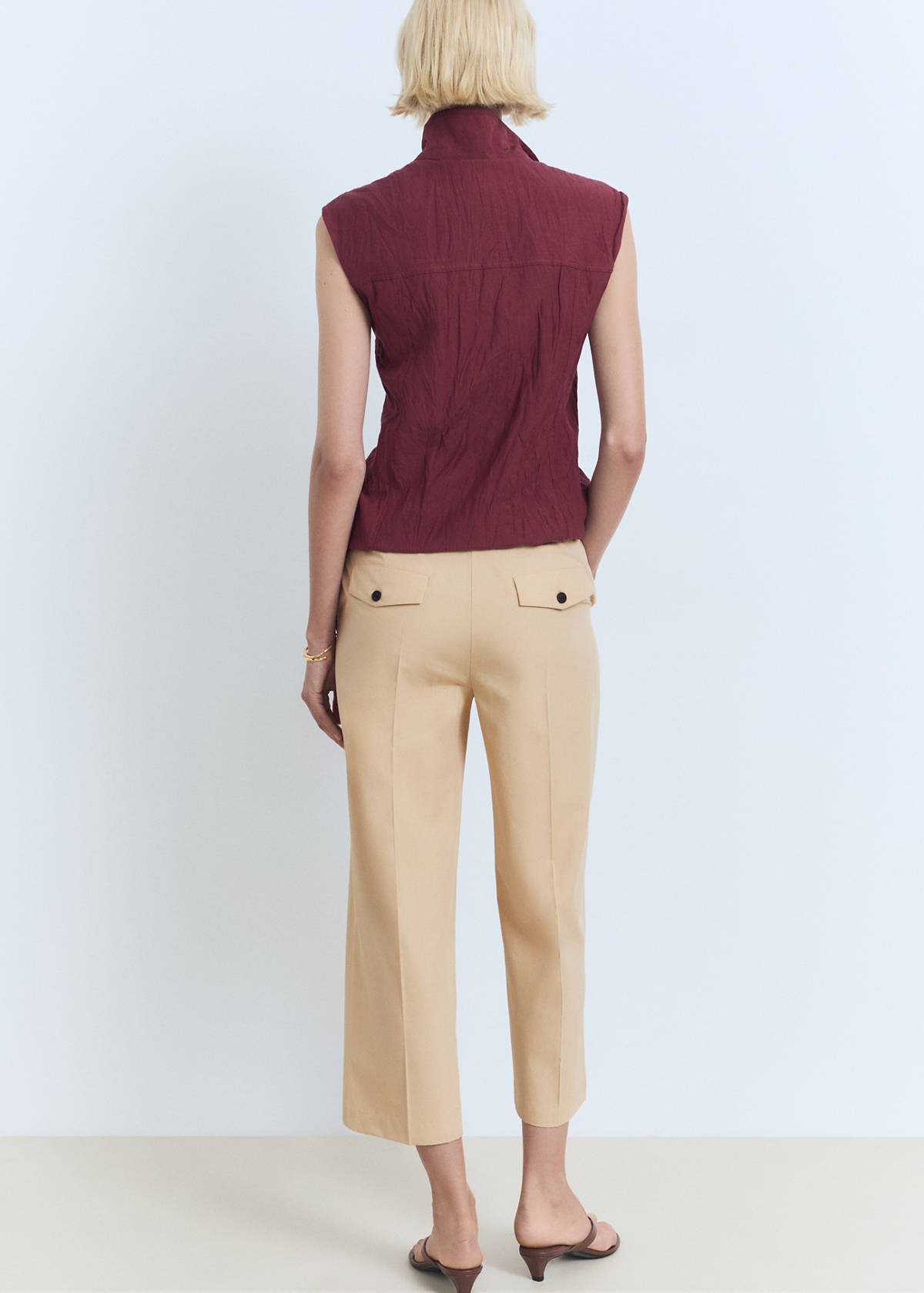 Straight-cut crop trousers — Medium Brown