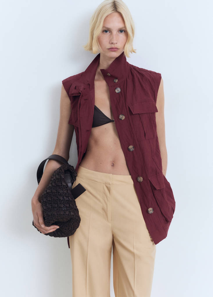 Straight-cut crop trousers — Medium Brown
