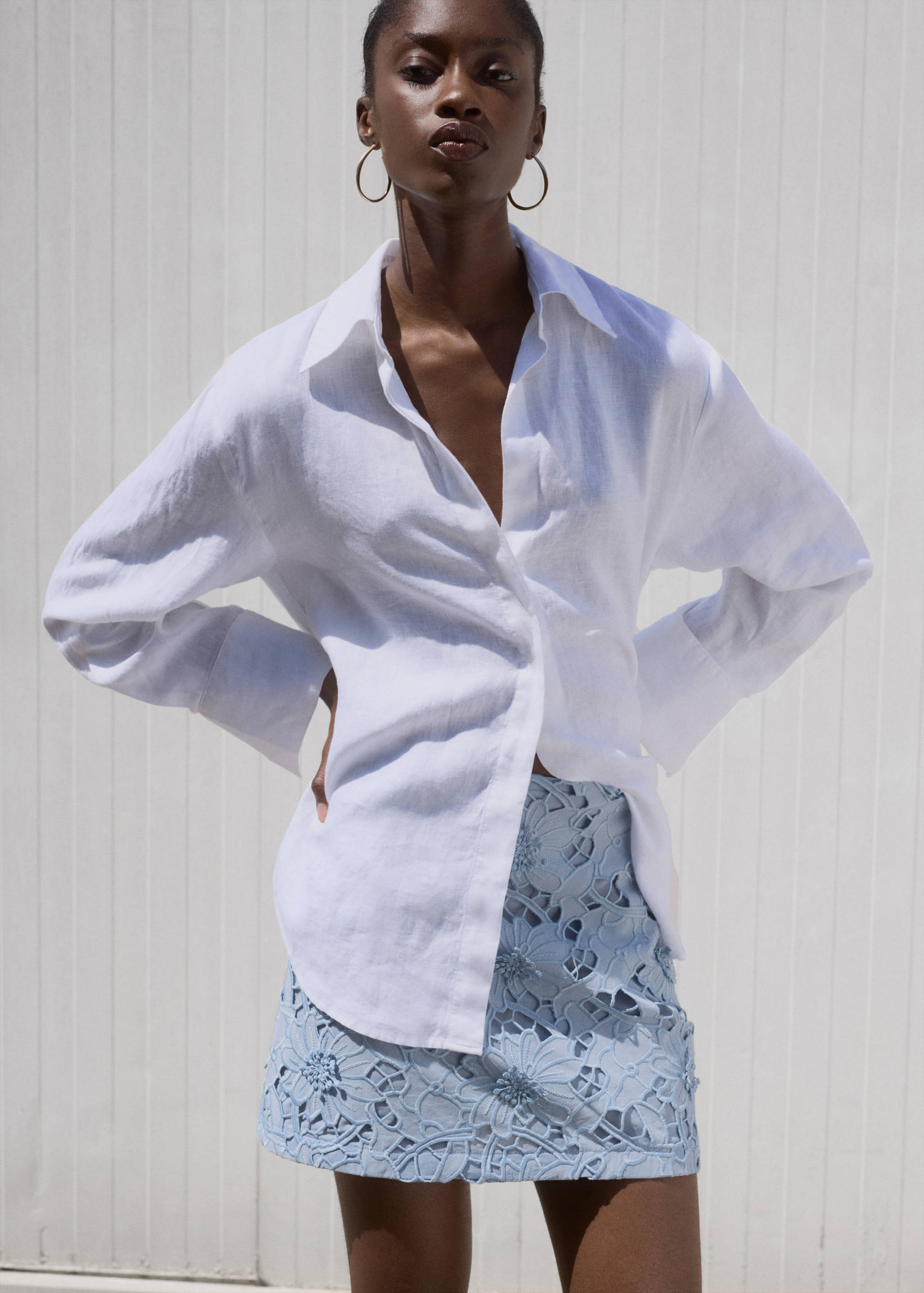 Embroidered cotton skirt - Medium plane