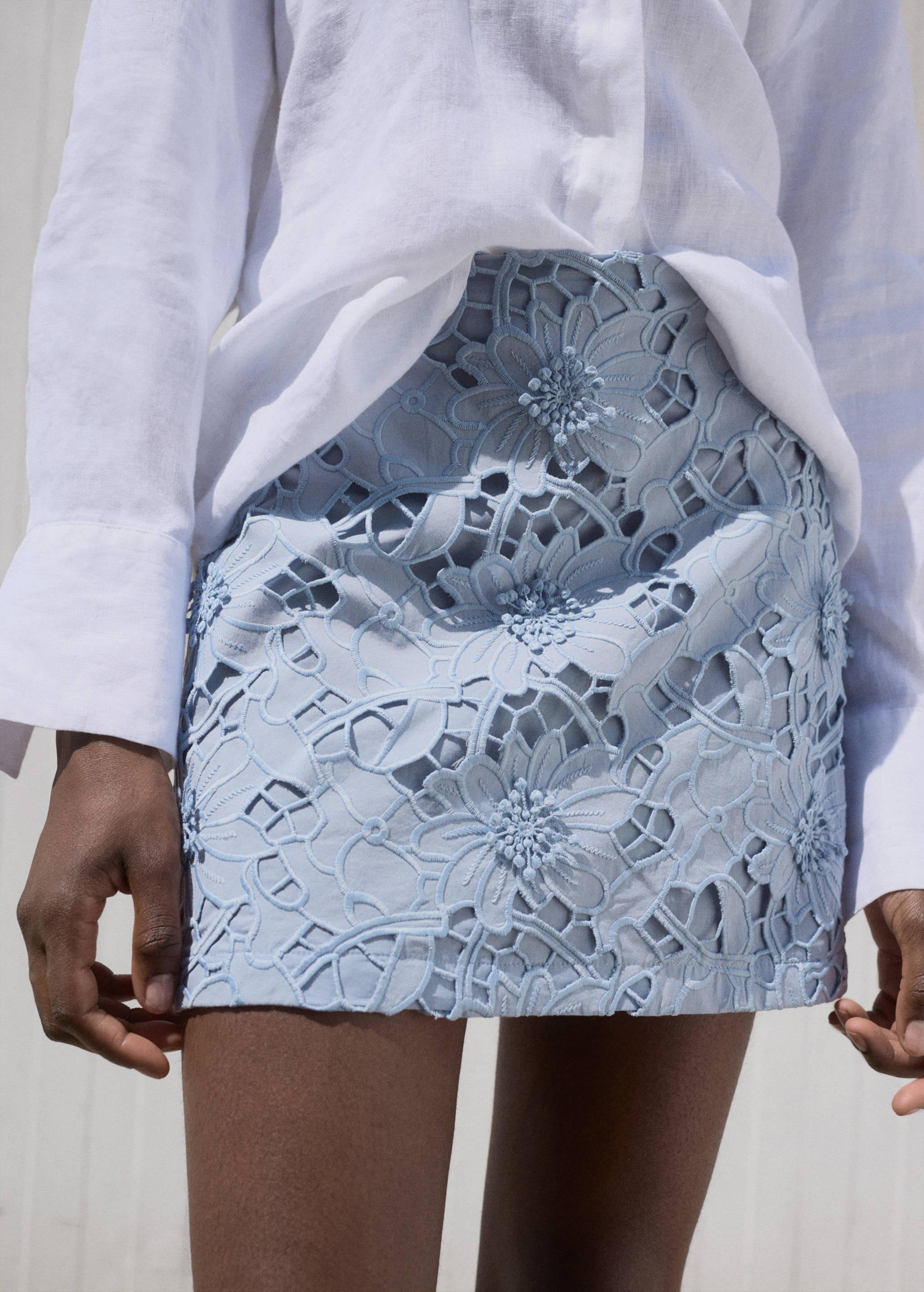 Embroidered cotton skirt - Details of the article 1