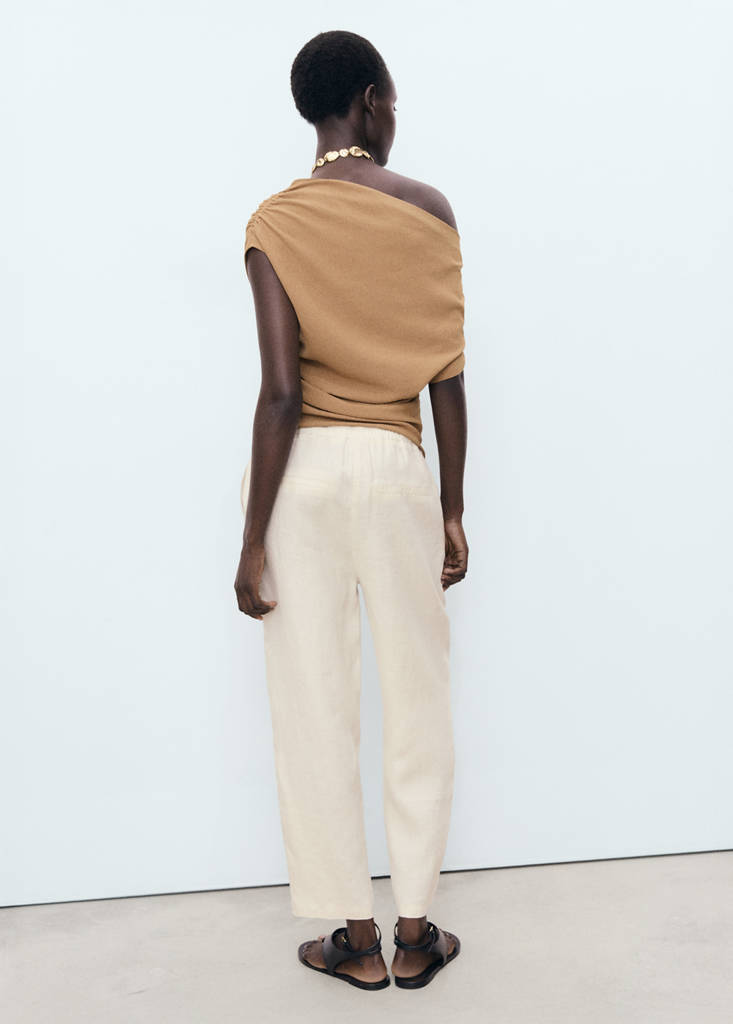 Linen trousers with drawstring — Light/Pastel Grey