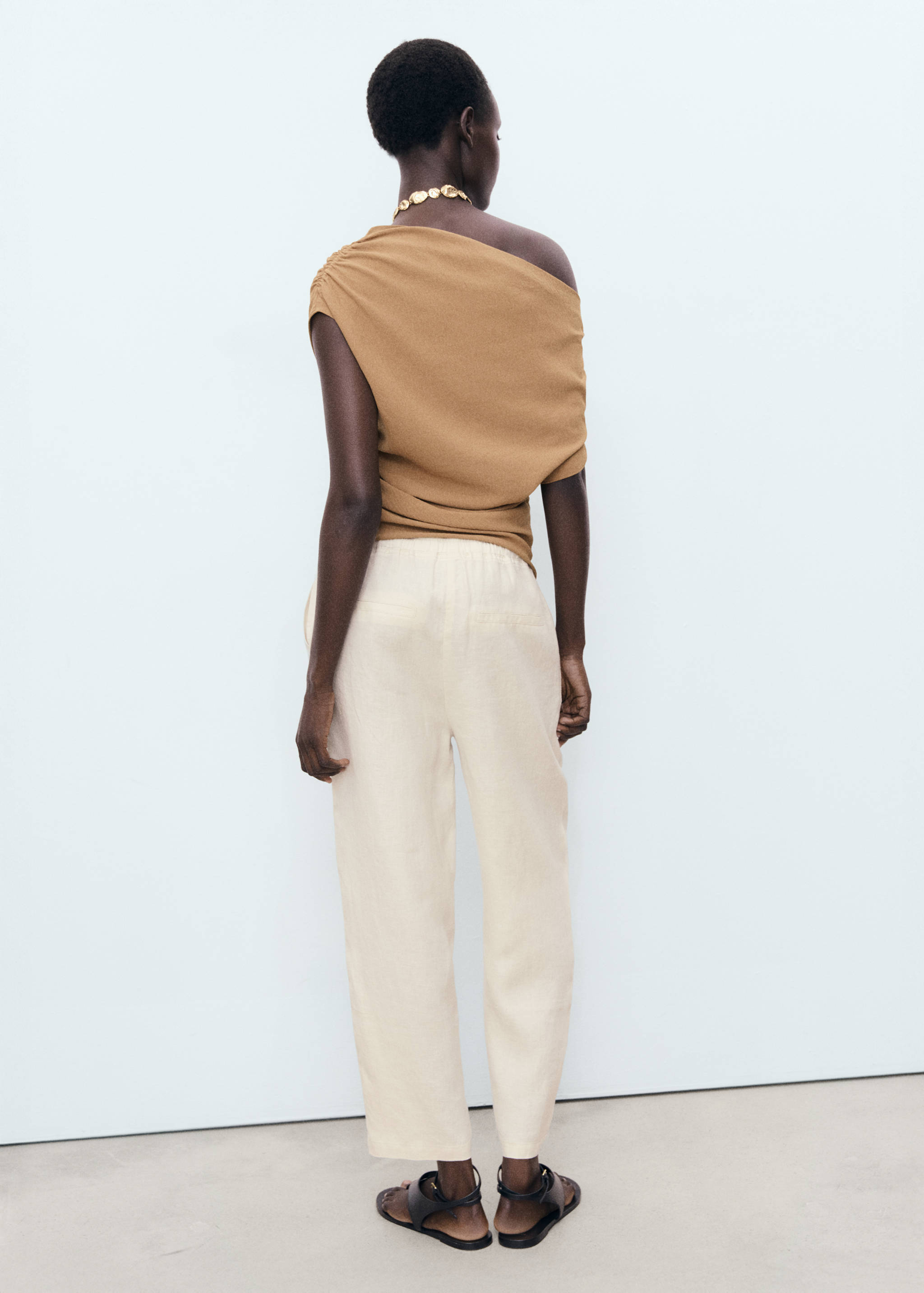 Linen trousers with drawstring - Details of the article 1