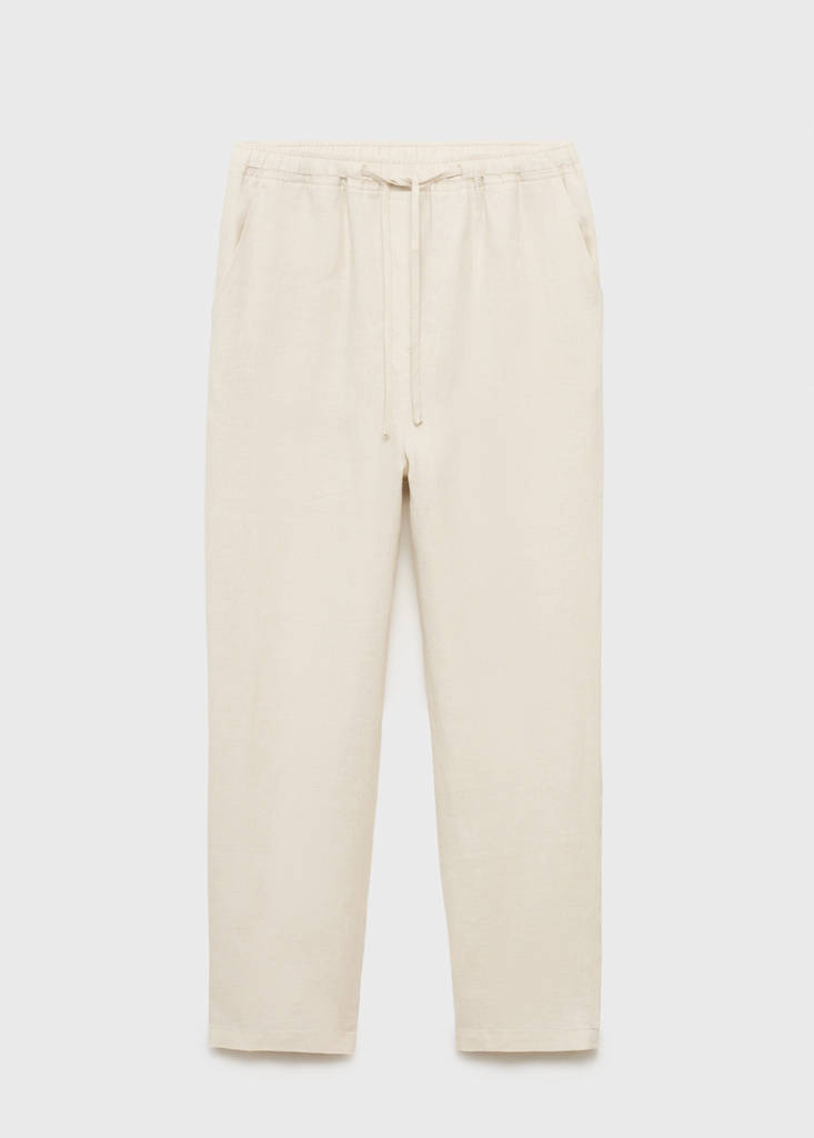 Linen trousers with drawstring — Light/Pastel Grey