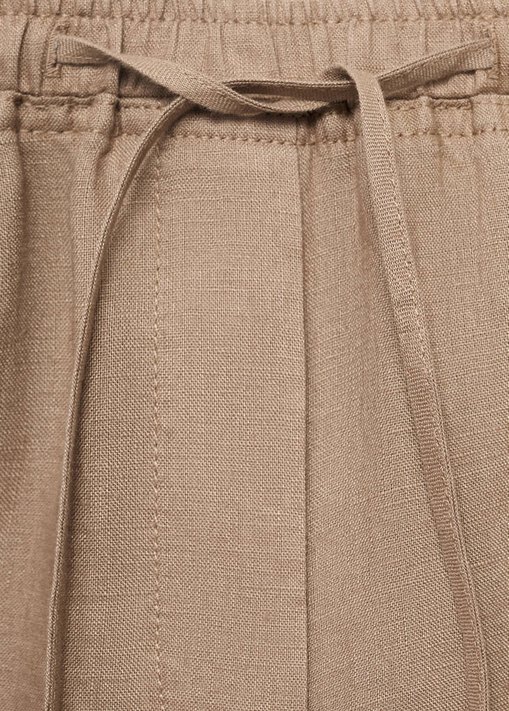 Linen trousers with drawstring — Medium Brown