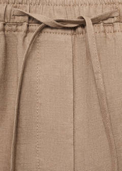 Linen trousers with drawstring — Medium Brown 6