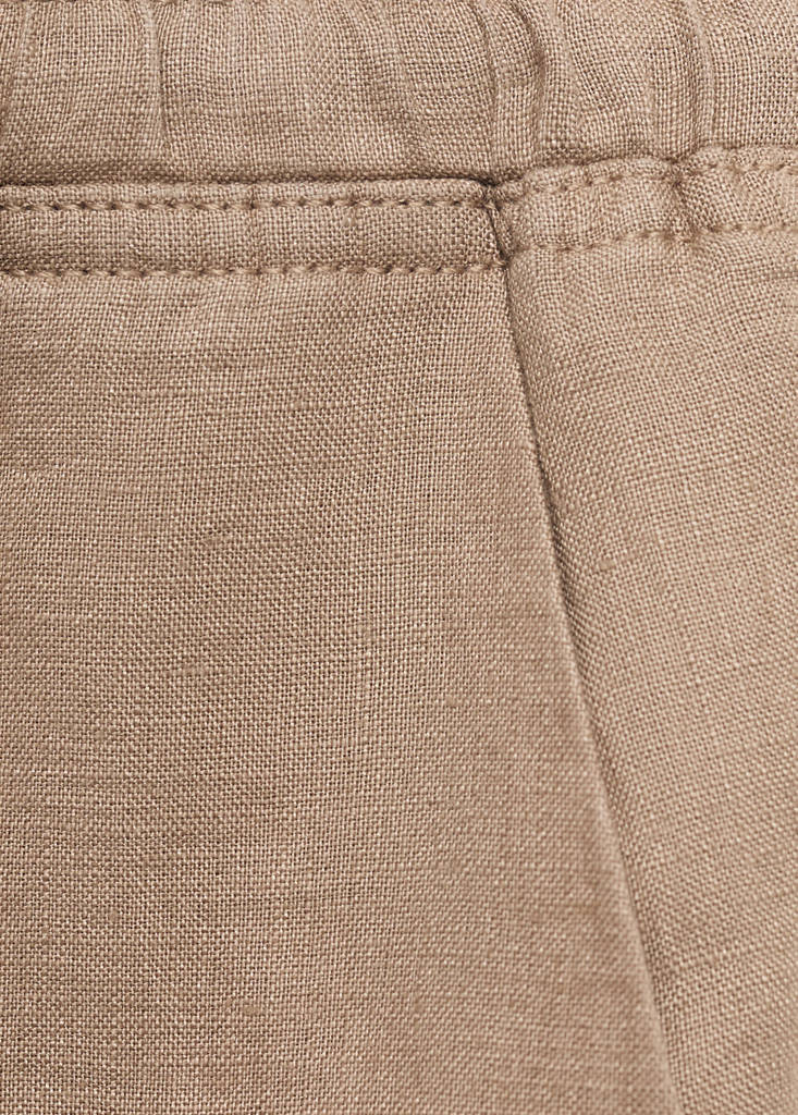 Linen trousers with drawstring — Medium Brown