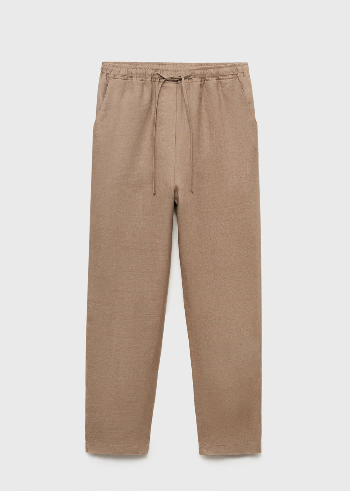 Linen trousers with drawstring — Medium Brown