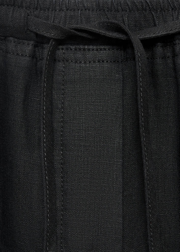 Linen trousers with drawstring — Black
