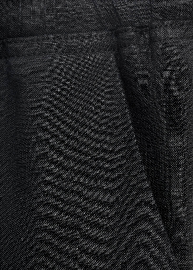 Linen trousers with drawstring — Black