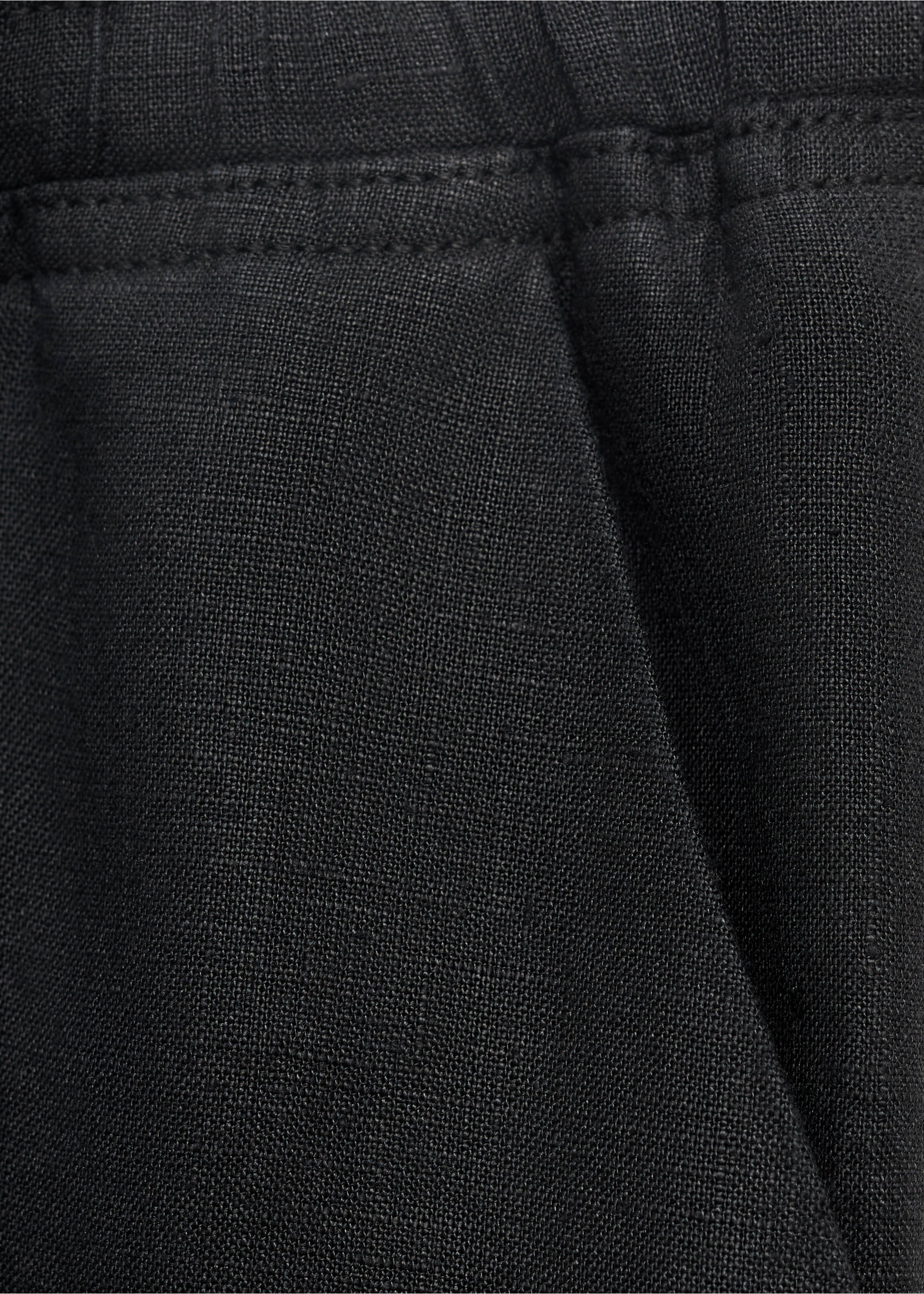 Linen trousers with drawstring - Details of the article 0, Black. Ref: 17091162-00.