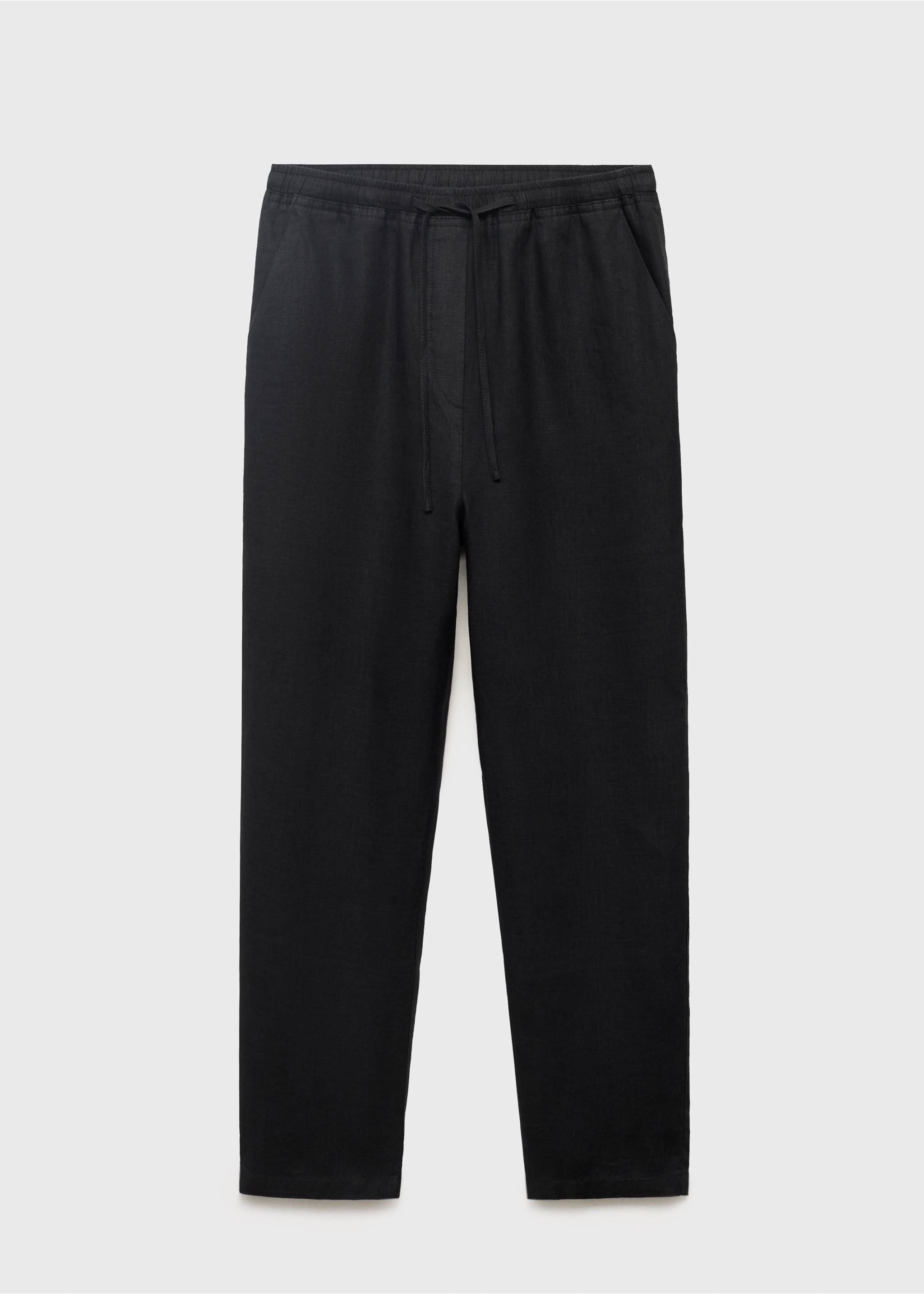 Linen trousers with drawstring - Article without model, Black. Ref: 17091162-00.