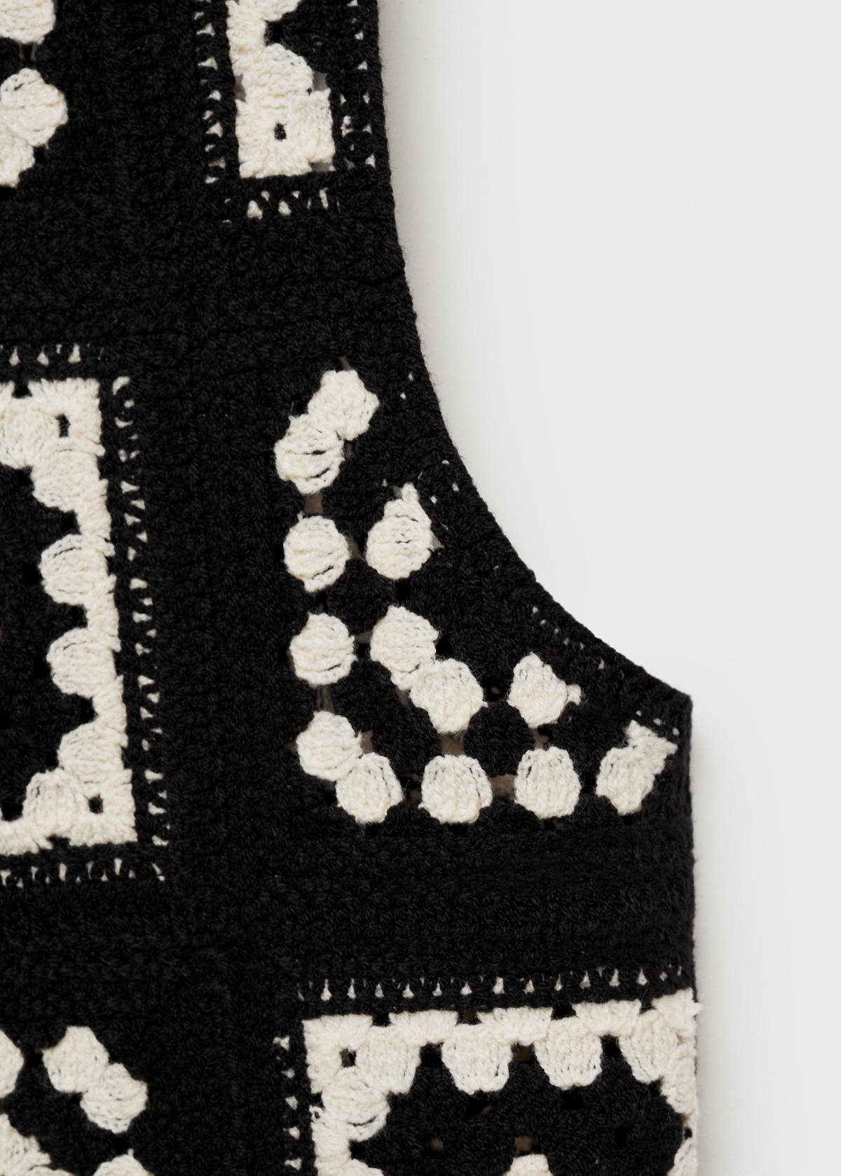 Crochet knitted waistcoat — Black