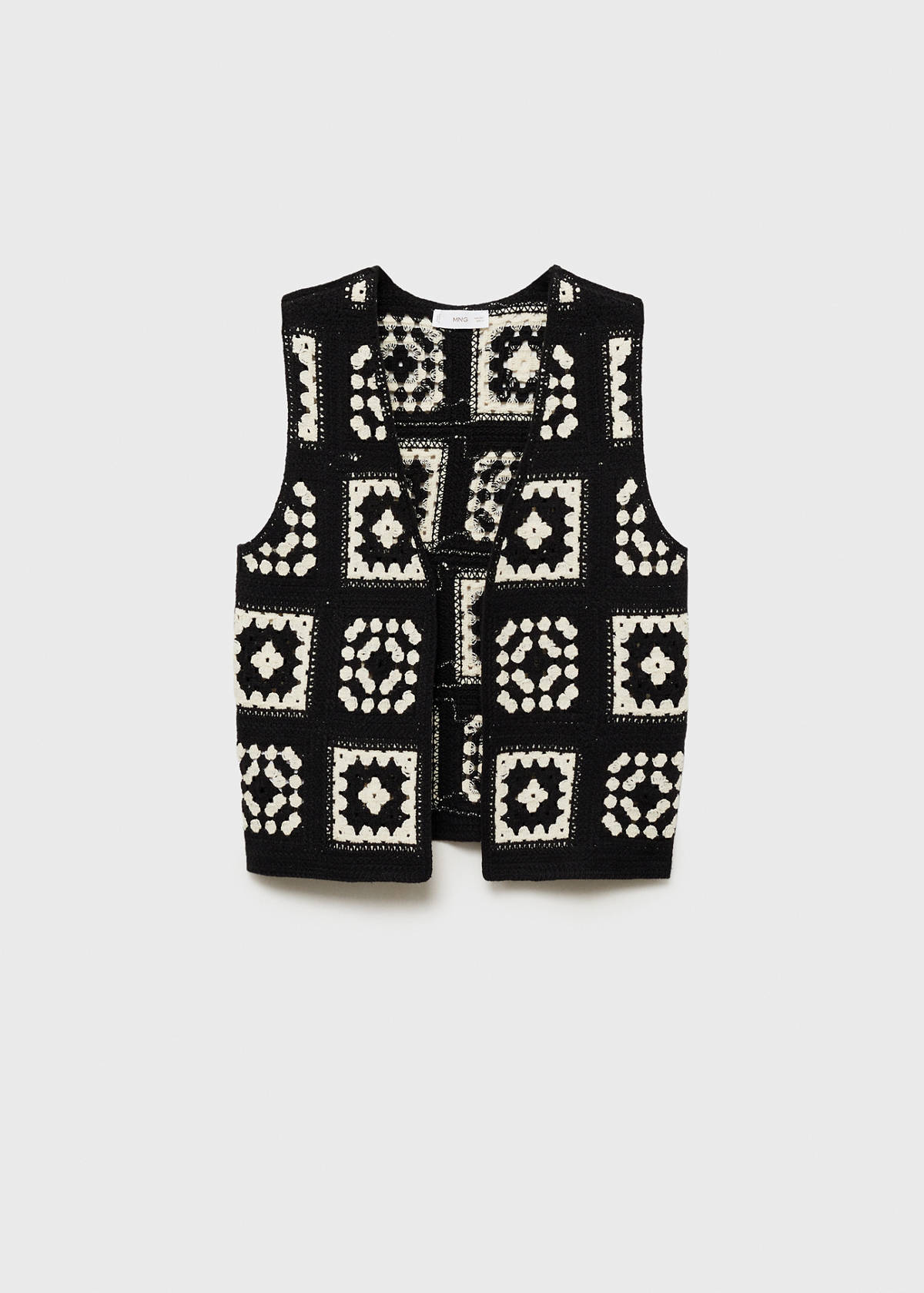 Crochet knitted waistcoat — Black