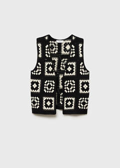 Crochet knitted waistcoat — Black 3